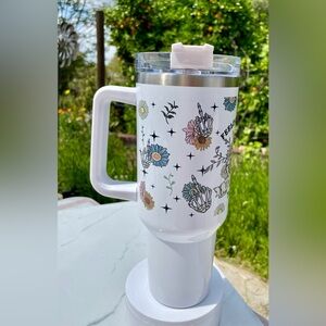 Feeling kinda IDGAF~ish Today Skeleton middle finger 40oz tumbler with handle